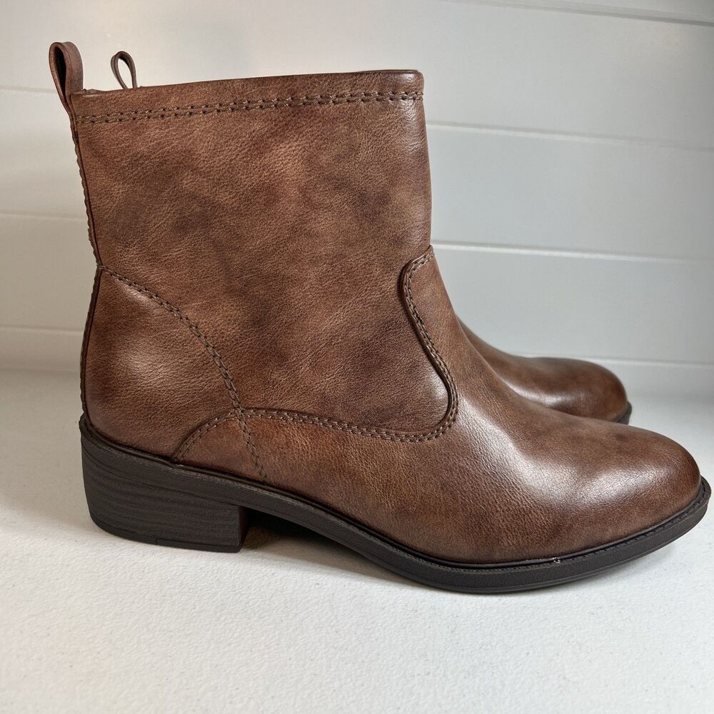 Baretraps Woman’s Boots Size 10 M Shane Ankle Booties Brown Zip Up Faux Leather
